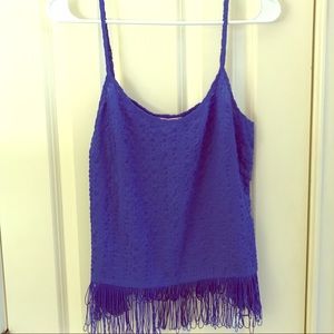 Lilly Pulitzer blue top with fringe bottom